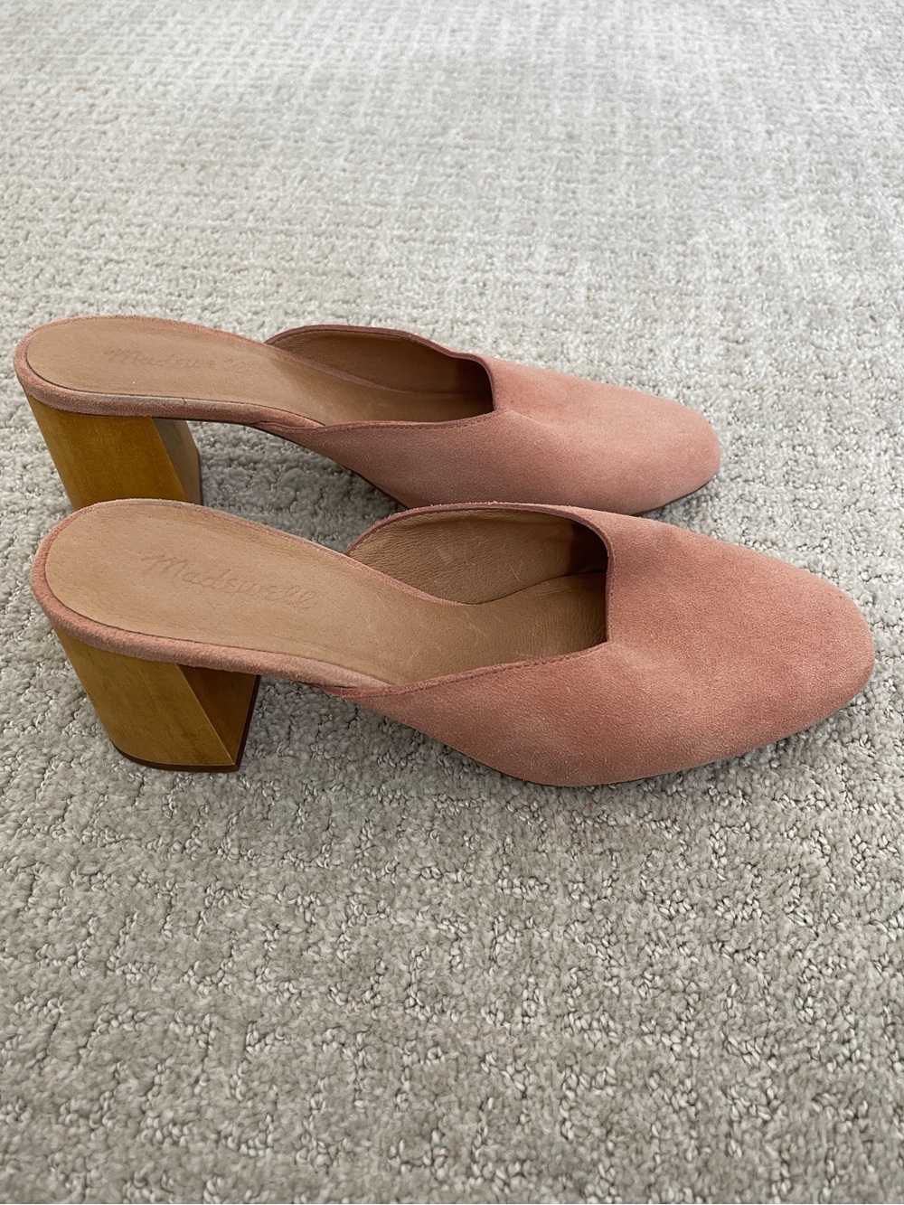 MADEWELL Miya Women’s Pink Suede Block Heel Mules 9.5
